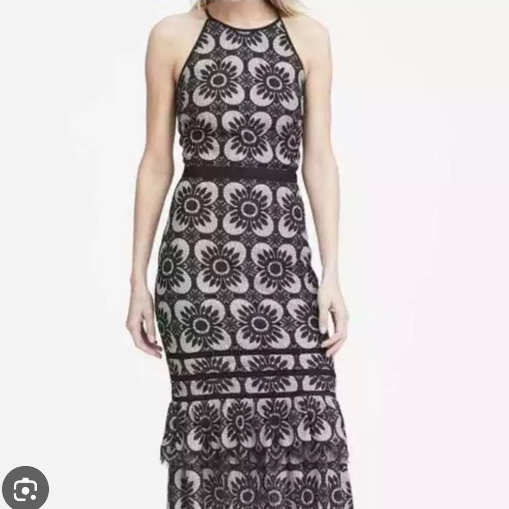 Banana Republic NWT Lace Midi Dress Black White‎ Halter Neck Women's Sheath - Picture 14 of 14